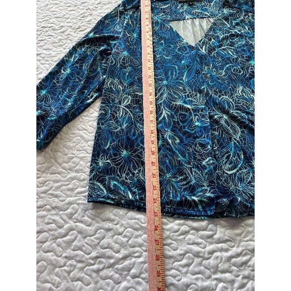 Zac & Rachel Blue Floral Print Vneck Flowy Blouse size large - Picture 4 of 5